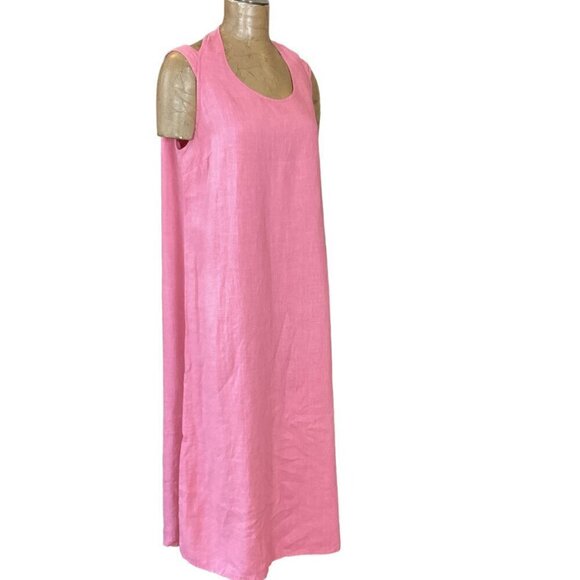 Harve Benard 100% Linen Sleeveless Pink Midi Dress Sz 14 #293F - Picture 3 of 8